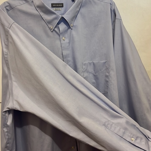 Van Heusen Mens 19-neck 3XL XXXL regular fit long sleeve Blue wrinkle Free - Picture 4 of 8